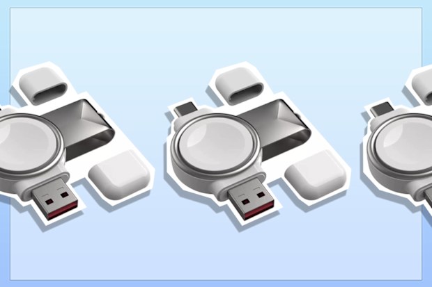 9PR: Portable 2 in 1 Wireless Smart Watch Charger USB Type A and Type c for Apple iwatch Travel Cordless Fast Charge