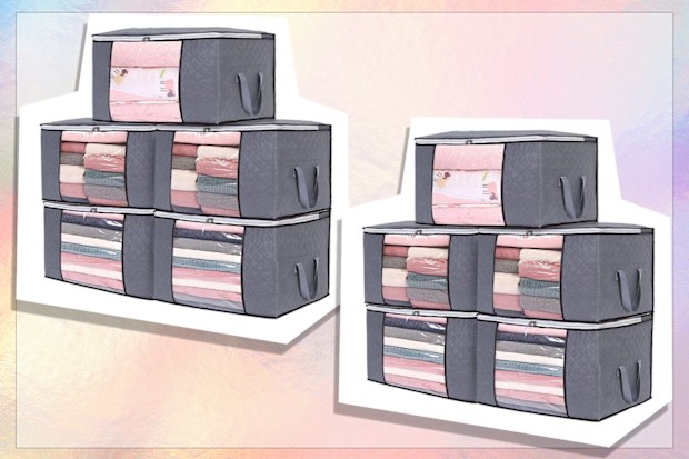 DAWNTREES Clothes Storage Bag, 5 Pack Blanket Storage, 60cm x 40cm x 35cm Large Storage Bag Set with Handles