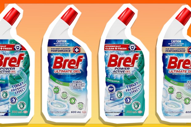 9PR: Bref Power Active Gel Eucalyptus Toilet Cleaner 700mL and Bref Ultimate Gel Ultra Bleach Power Citrus Toilet Cleaner, 600mL