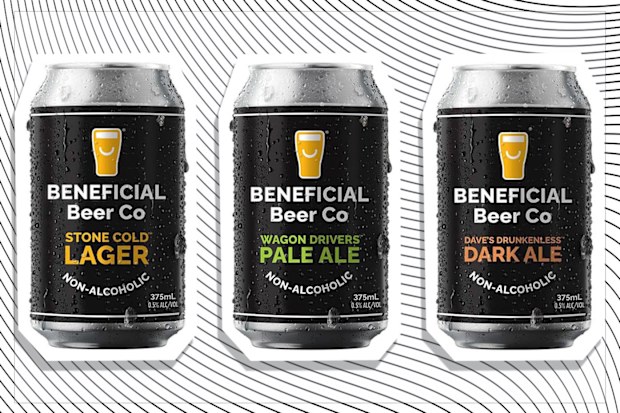 9PR: Beneficial Beer Co Stone Cold Lager Non-Alcoholic Beer, 375mL, Beneficial Beer Co Wagon Drivers Pale Ale Non-Alcoholic Beer, 375mL and Beneficial Beer Co Dave's Drunkenless Dark Ale Non-Alcoholic Beer, 375mL