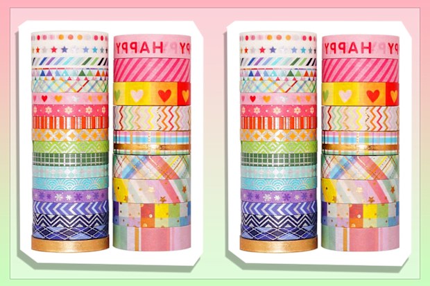 YUBX 27 Rolls Washi Tape Set,Foil Gold Skinny Decorative Masking Tape,8MM/15MM