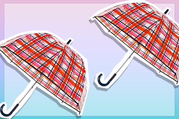 9PR: Plastic umbrella with tartan print from Kate Spade