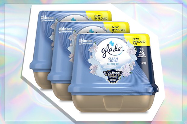 9PR: Glade Fragranced Bathroom Air Freshener, Clean Linen, Pack of 3 x 180g