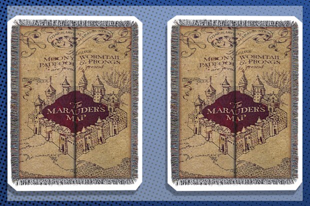 9PR: Harry Potter Marauder's Map Woven Tapestry Throw Blanket, 48-inch x 60-inch