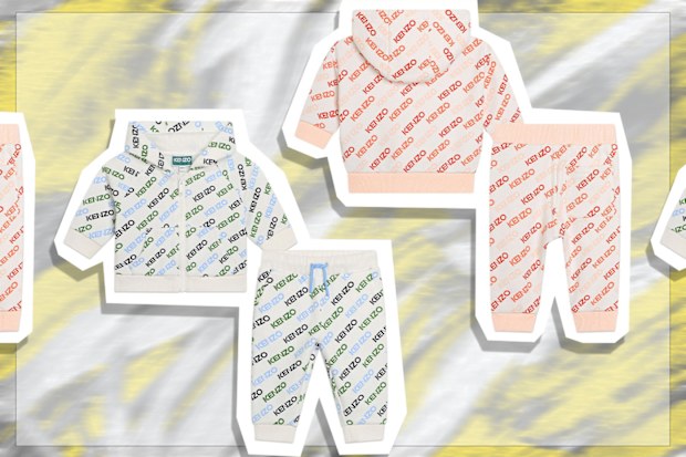 9PR: Kenzo Kids Logo-Print Tracksuit, Green and Blue and Red and Organe
