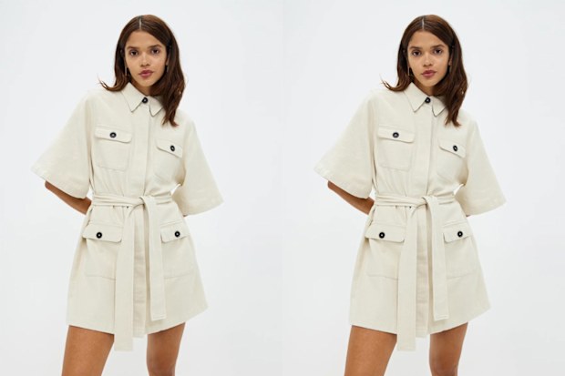 9PR: Aere Cotton Wide Sleeve Twill Shirt Dress