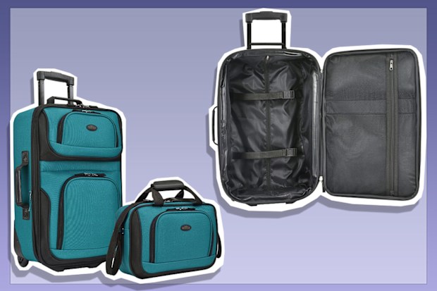 9PR: U.S. Traveler Rio Rugged Fabric Expandable Carry-on Luggage Set, Teal