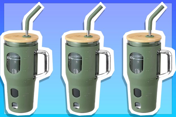 9PR: The Bloom Glass Straw Tumbler, 1L, Green