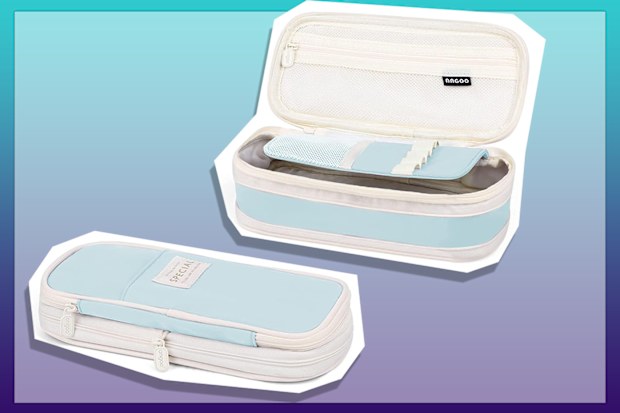 9PR: NBEST Pencil Case for Girls Large Capacity Pencil Cases with Compartments, Big Pencilcase for Kids Teenage School Stationary Office Storage Makeup Bag for Women Men, Light Blue