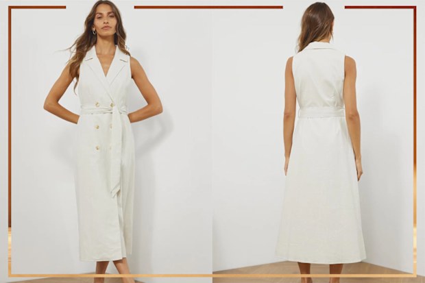 9PR: Atmos&Here Magdalena Linen Blend Tailored Midi Dress