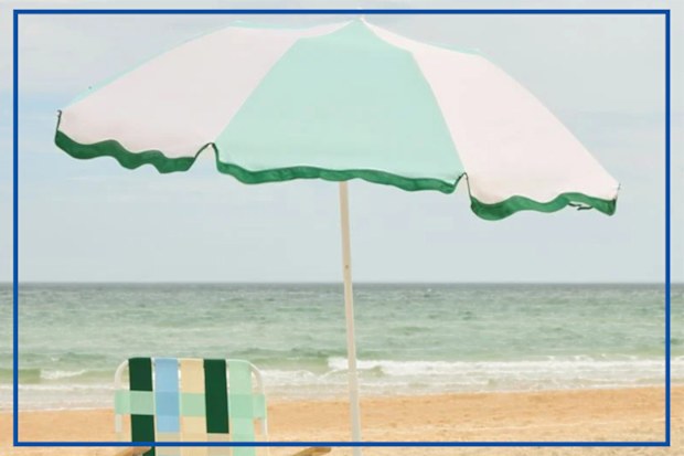 9PR: Adairs Aqua & Natural Beach Umbrella