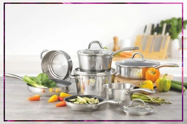 9PR: Essentials Non-Stick Stainless Steel Cook 7 Piece Set in Silver