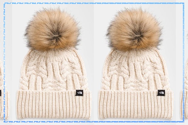 9PR: The North Face Oh Mega Faux Fur Pom Beanie, Gardenia White