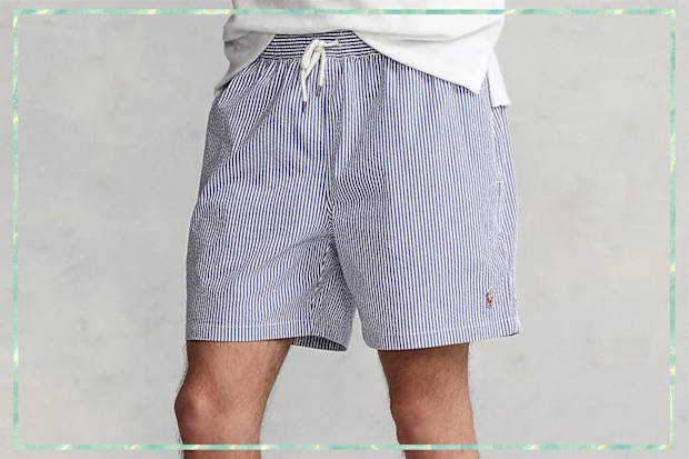 9PR: Polo Ralph Lauren Traveler Classic Swim Trunks, Cruise Royal Seersucker