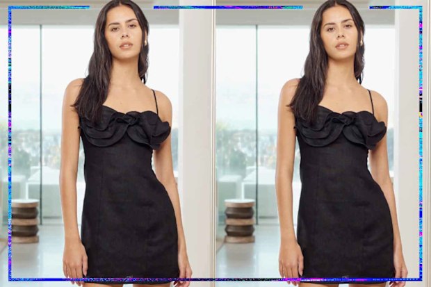 9PR: Aere Petal Bustier Linen Mini Dress