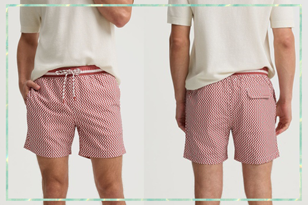 9PR: Country Road Recycled Polyester Blend Geometric Print Swim Short, Brick Multi