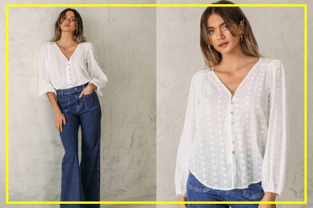 9PR: Tiffa Shirt In White Broderie Cotton