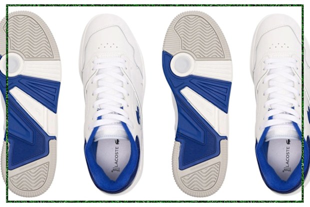 9PR: Lacoste Men's Lineshot Contrasted Collar Leather Sneakers