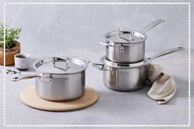 9PR: Le Creuset 3-Piece Stainless Steel Saucepan Set