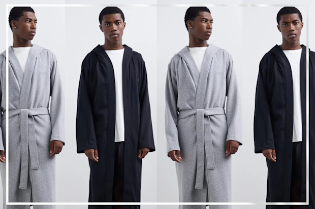 9PR: BOSS French Terry Robe, Black and Medium Grey