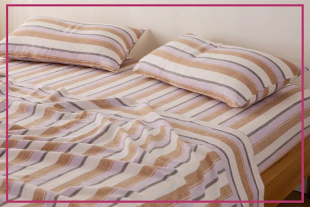 9PR: Sheet Society Eve Linen Martha Stripe Bed Sheets