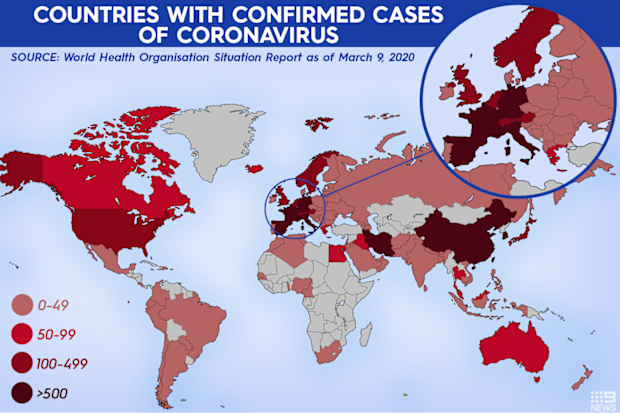 The global spread of coronavirus.