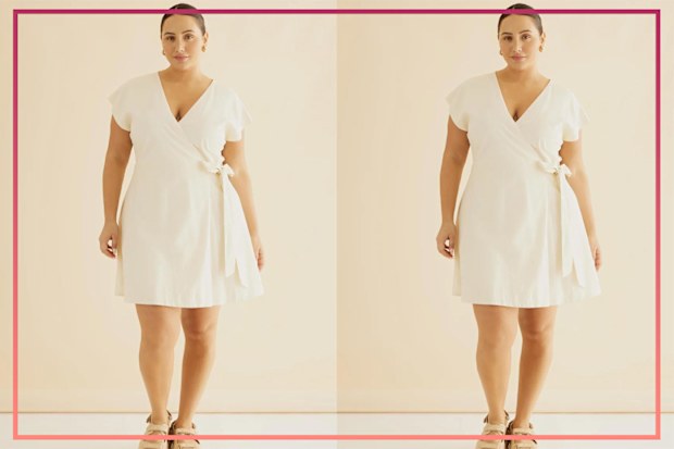 9PR: Lou Linen Blend Wrap Mini Dress
