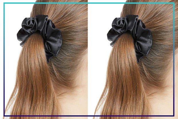 9PR: Twin pack black silk scrunchies