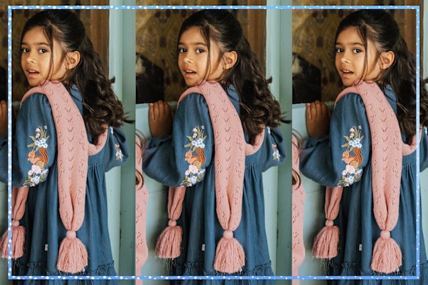 9PR: Fleur Harris Pointelle Knit Scarf, Blush