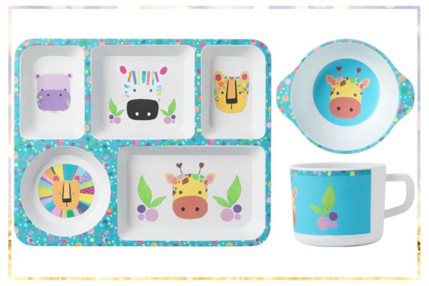 9PR: Maxwell & Williams Kasey Rainbow Critters Children's Melamine 3-Piece Dinner Set
