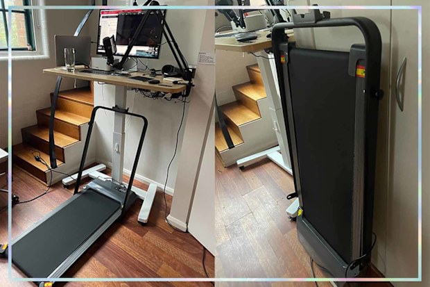 9PR: Desk Treadmill Setup in home office.