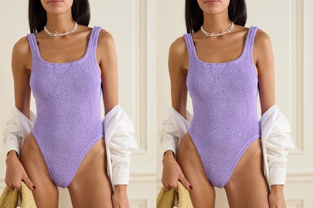9PR: Hunza G Square Neck Seersucker Swimsuit