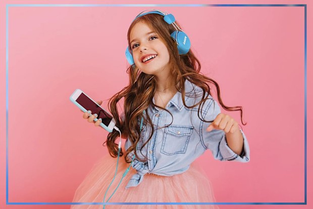 9PR: Laser Headphones Stereo Kids Friendly Blue, Childrens Headphones on Ear for Study Tablet Airplane, Volume Limited