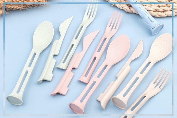 9PR: LUTDK Reusable Wheat Straw Cutlery Set, 4-Pack