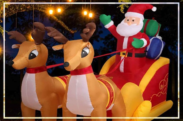 9PR: Santaco Inflatable Christmas Outdoor Decorations Santa LED Lights Xmas