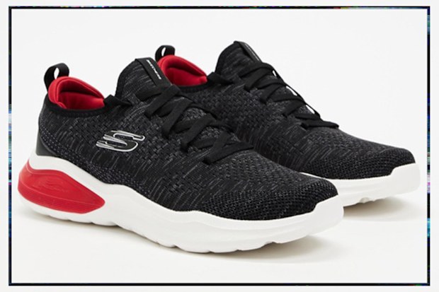 9PR: Skechers Men's Air Cushioning Sneakers, Black and Red