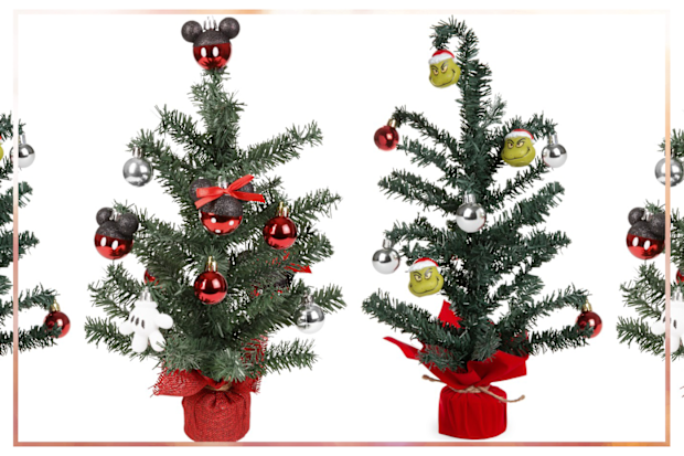 9PR: Mickey Mouse and The Grinch Christmas Bauble Table Top Trees