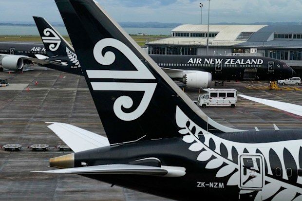 Air New Zealand passenger planes parked on the tarmac at Auckland International Airport