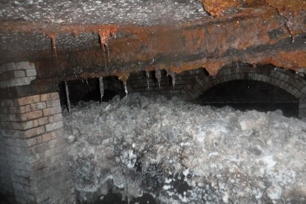 A British official says a giant "fatberg" – a mass of hardened fat, oil and baby wipes measuring 64 metres long – has been found blocking a sewer in southwestern England.