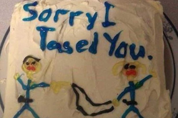 The 'Sorry I tased you' cake.