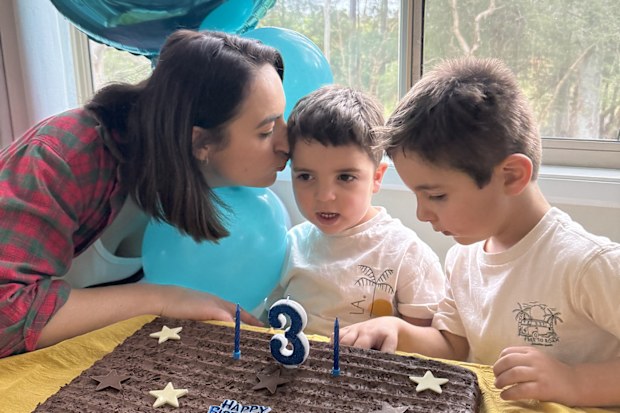Nikolina Kharoufeh with her sons