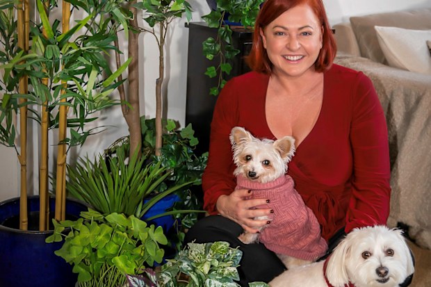 Shelly Horton with her plastic house plants.