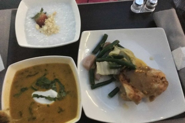Hawaiian Airlines inflight business class meal