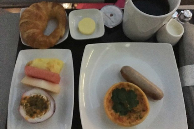 Hawaiian Airlines inflight business class breakfast