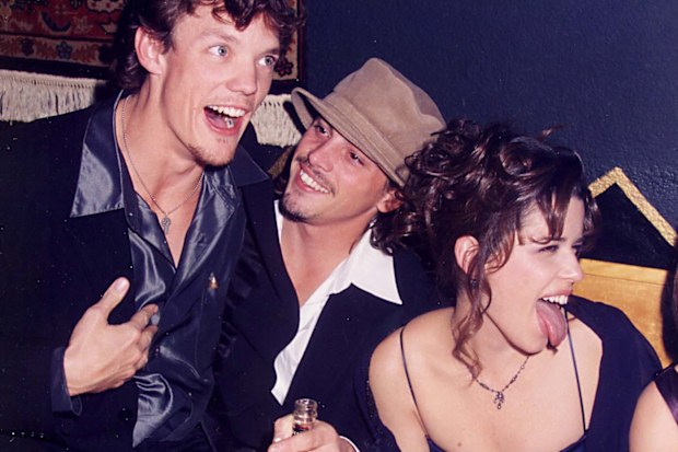 Matthew Lillard, Skeet Ulrich and Neve Campbell at the Scream premiere in Los Angeles, California, United States, September 7, 1996