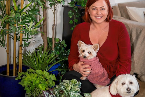 Shelly Horton with her plastic house plants.