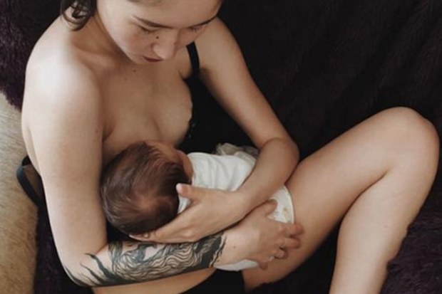 Aliya Shagieva and her baby son