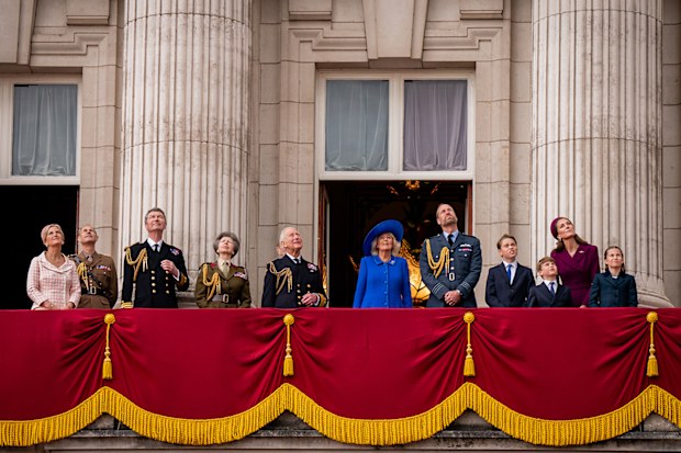 Members of the royal family (left to right) the Duchess of Edinburgh, the Duke of Edinburgh, Vice Admiral Sir Tim Laurence, the Princess Royal, King Charles III, Queen Camilla, the Prince of Wales, Prince George, the Princess of Wales, Prince Louis and Princess Charlotte on the balcony of Buckingham Palace, London, to view the fly past for the 80th anniversary of VE Day, May 5, 2025