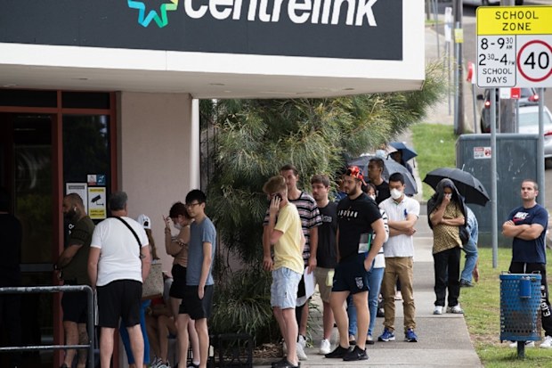Line at Centrelink in Rockdale in Sydney