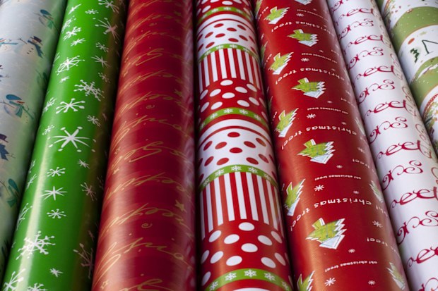 Christmas wrapping paper rolls